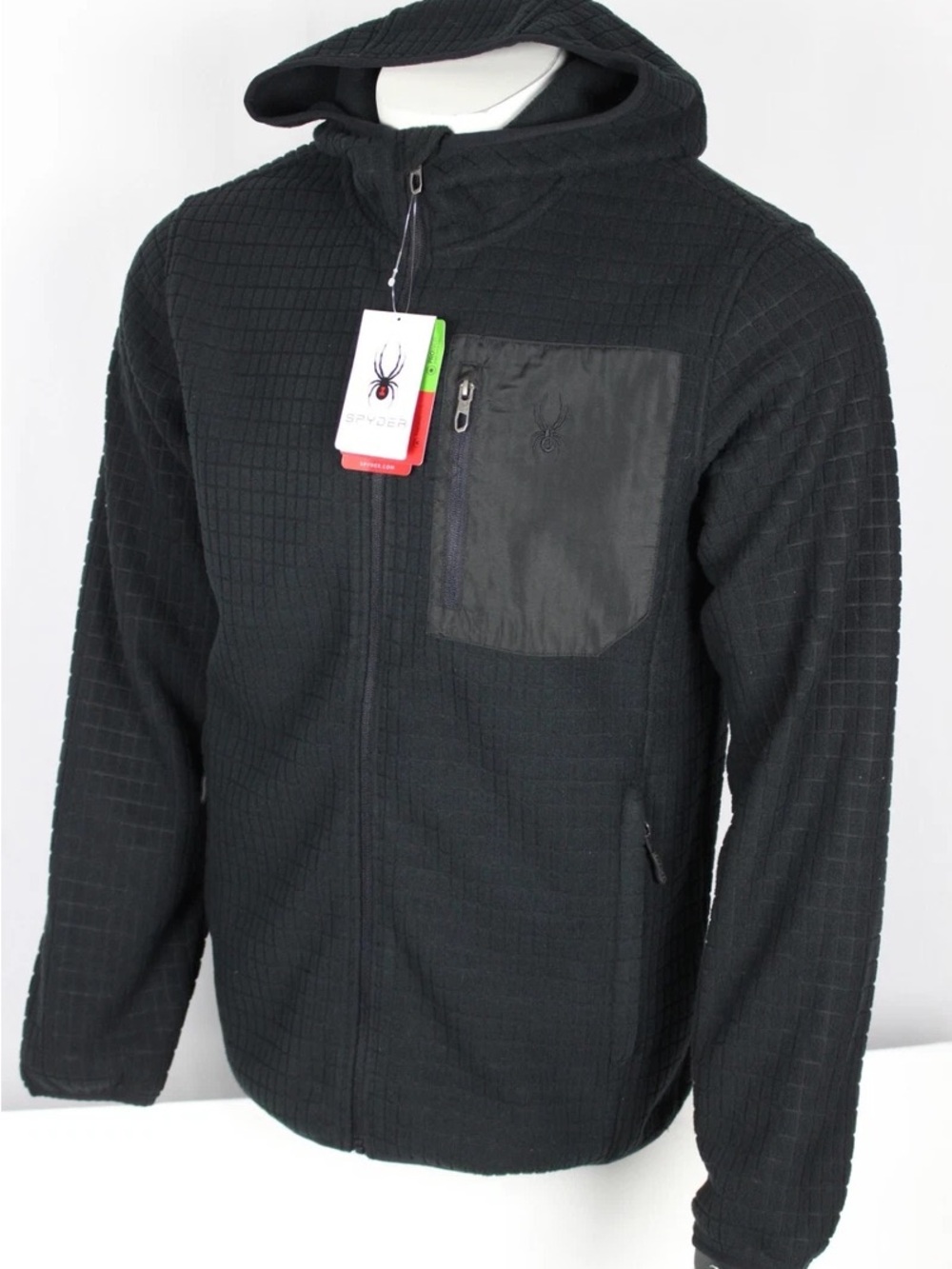 Spyder Men's Black Hooded Lightweight Zip Jacket